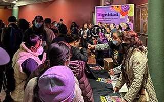 Crowd at a documentary film event viewing